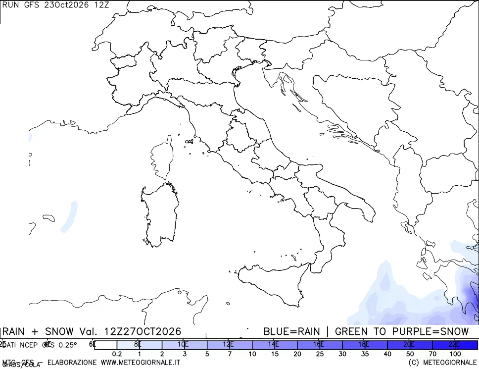 mappa Precipitazioni totali e nevose
