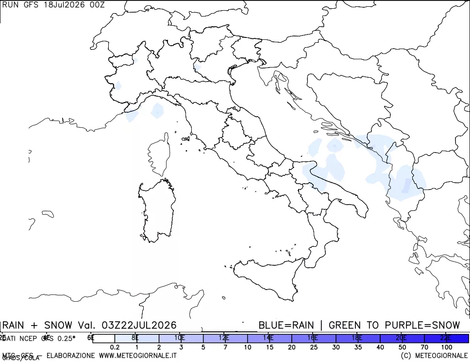 mappa Precipitazioni totali e nevose
