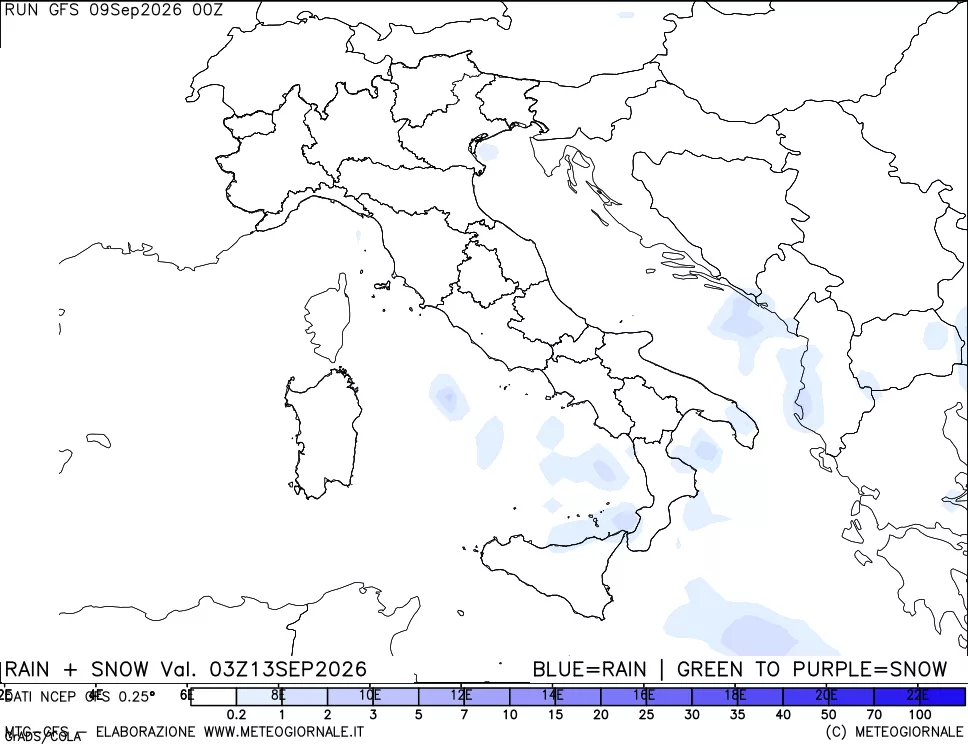 mappa Precipitazioni totali e nevose