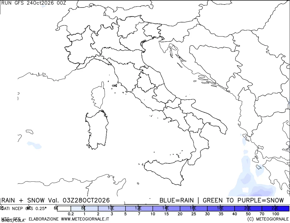 mappa Precipitazioni totali e nevose