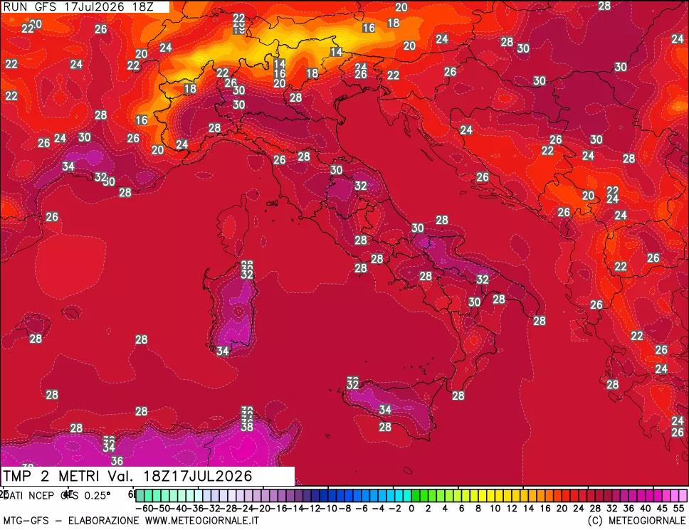 mappa Temp 2 metri