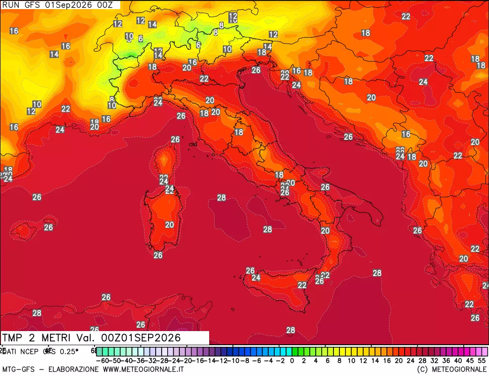 mappa Temp 2 metri