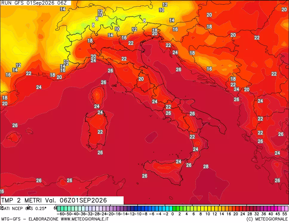 mappa Temp 2 metri