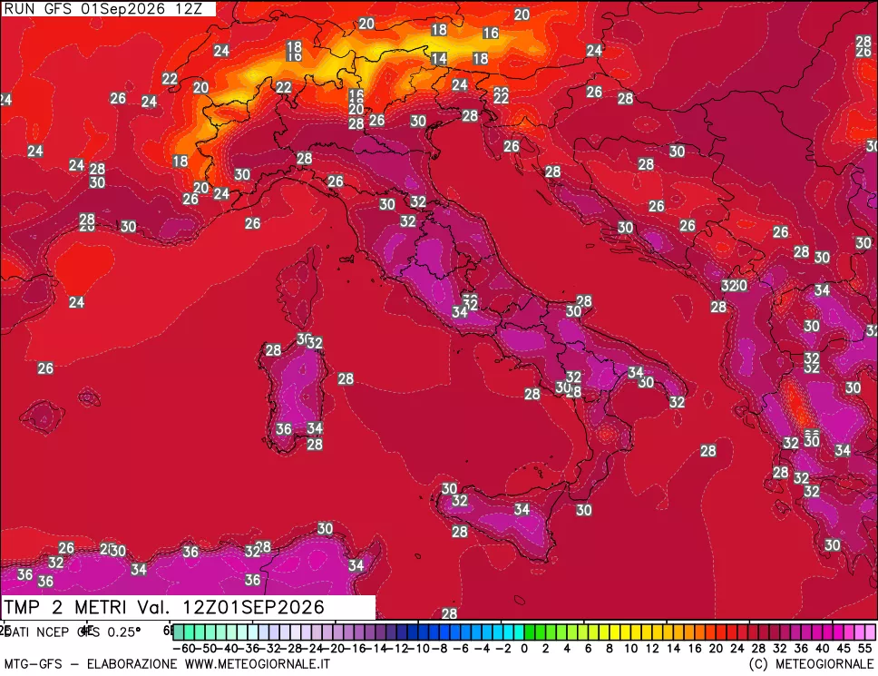 mappa Temp 2 metri