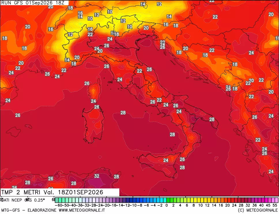 mappa Temp 2 metri