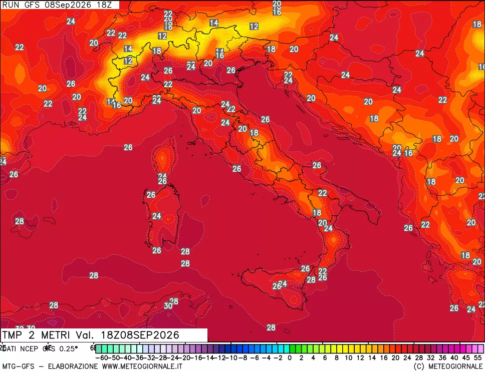 mappa Temp 2 metri