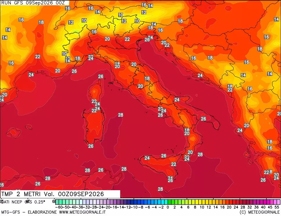 mappa Temp 2 metri