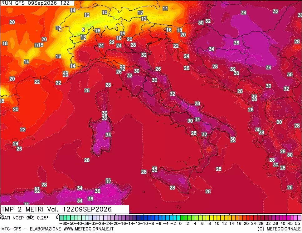 mappa Temp 2 metri