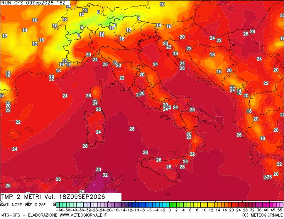 mappa Temp 2 metri