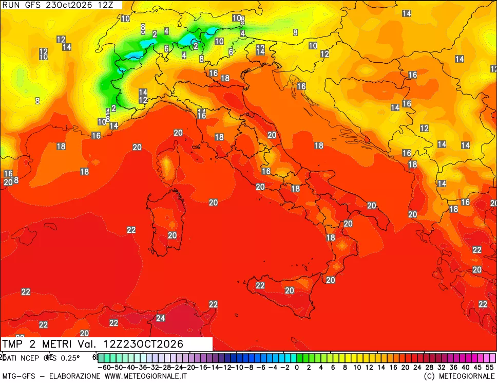 mappa Temp 2 metri