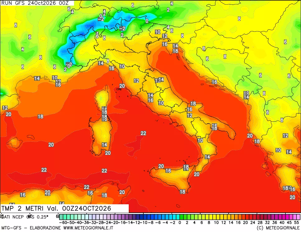 mappa Temp 2 metri