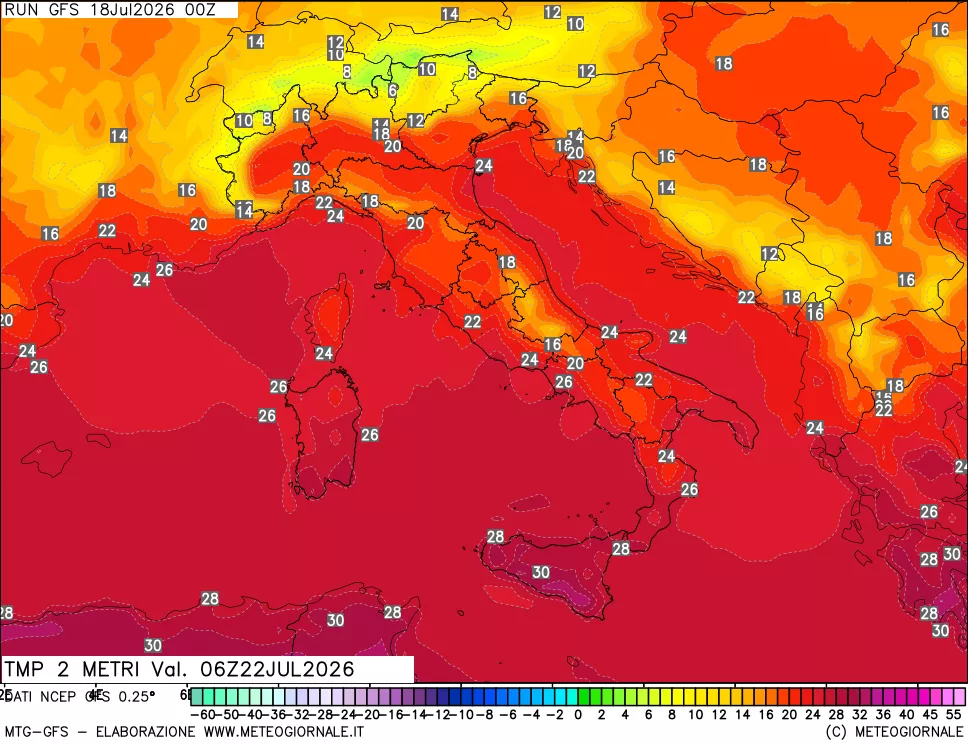 mappa Temp 2 metri