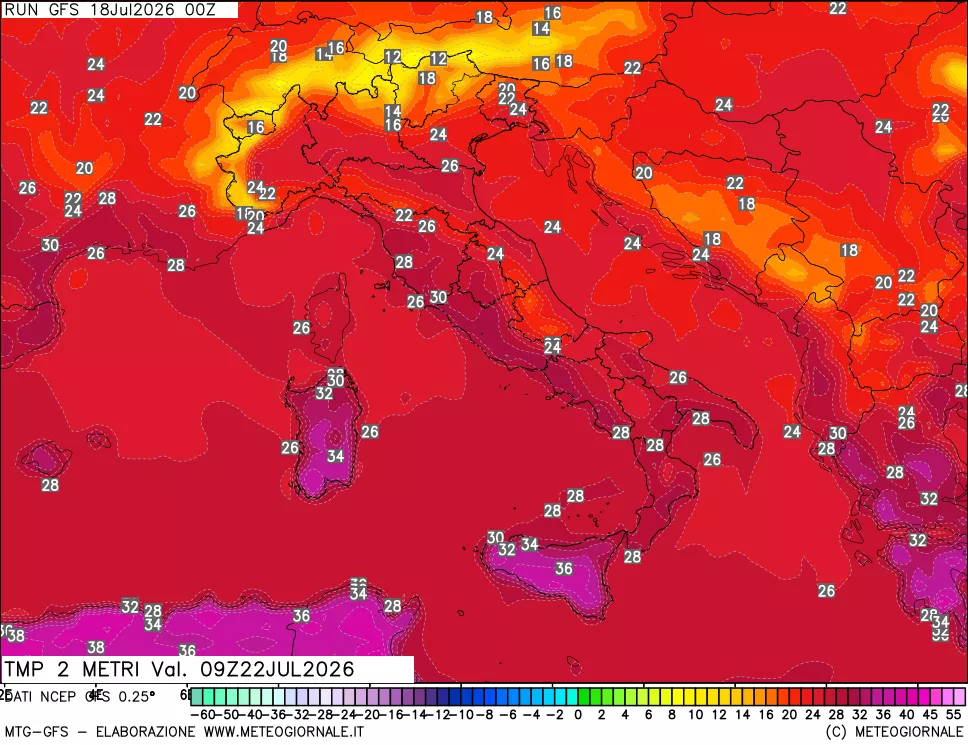 mappa Temp 2 metri