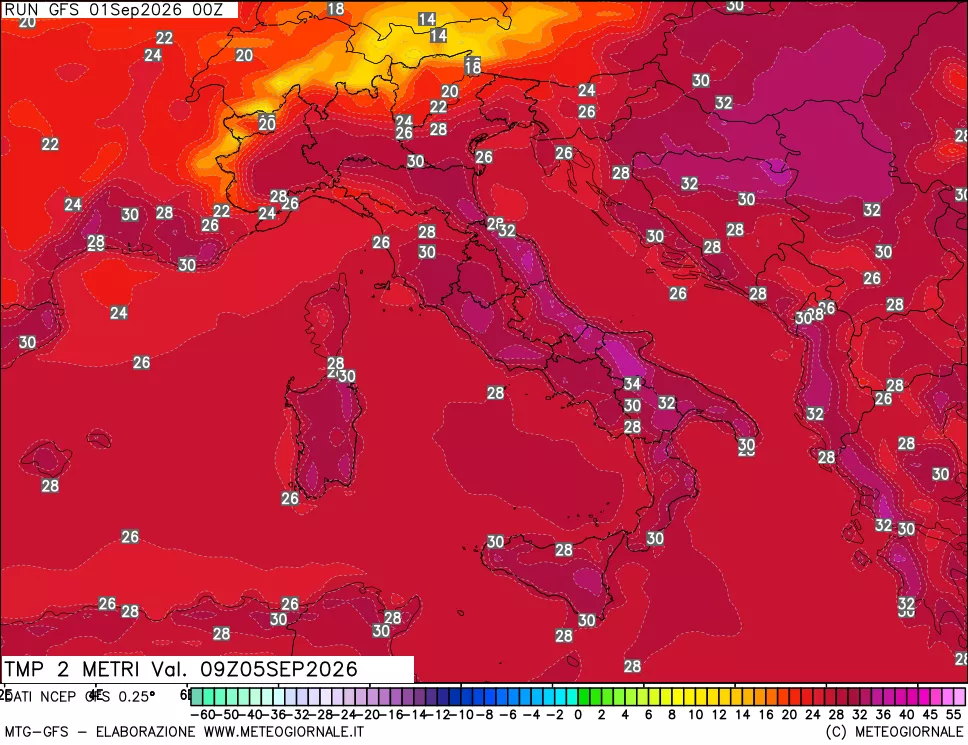 mappa Temp 2 metri