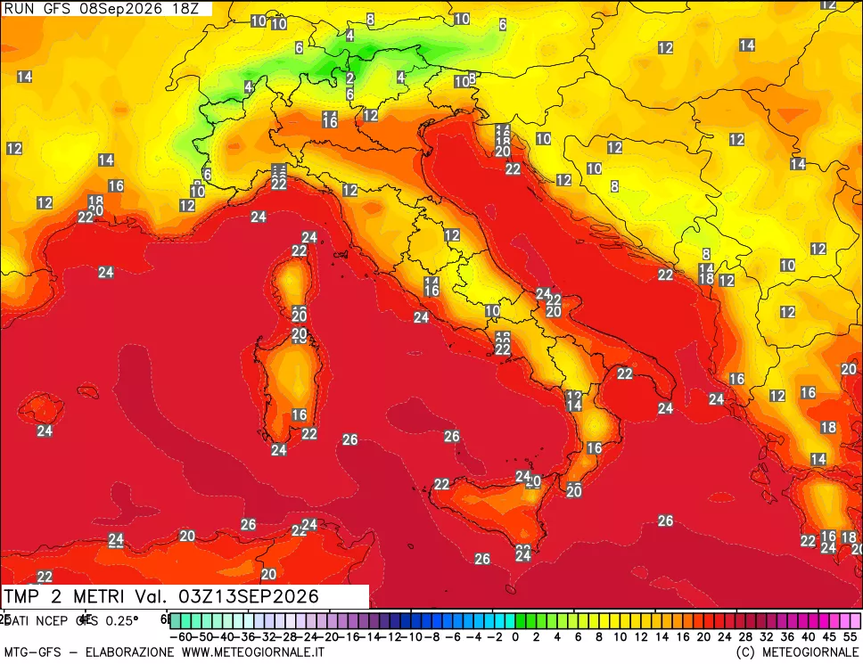 mappa Temp 2 metri