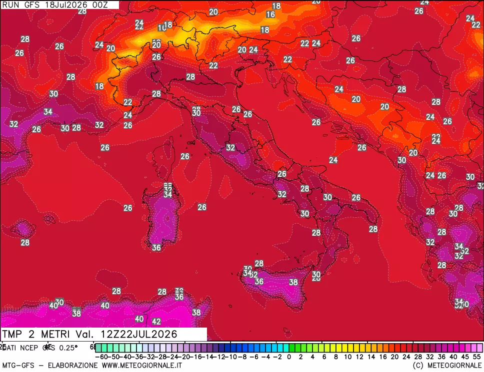 mappa Temp 2 metri