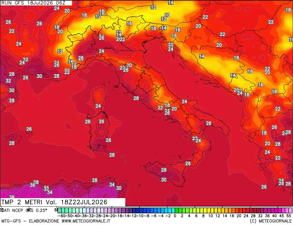 mappa Temp 2 metri