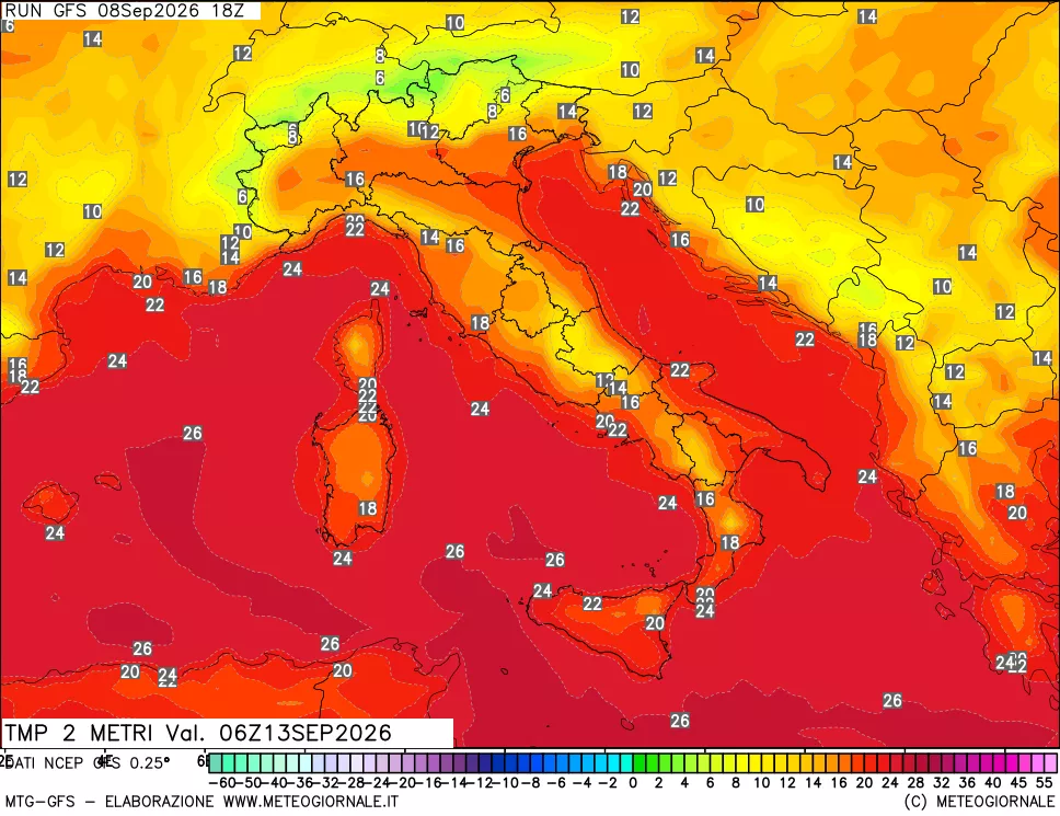 mappa Temp 2 metri