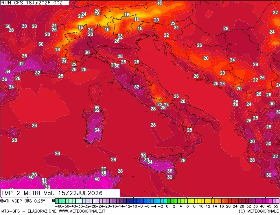 mappa Temp 2 metri