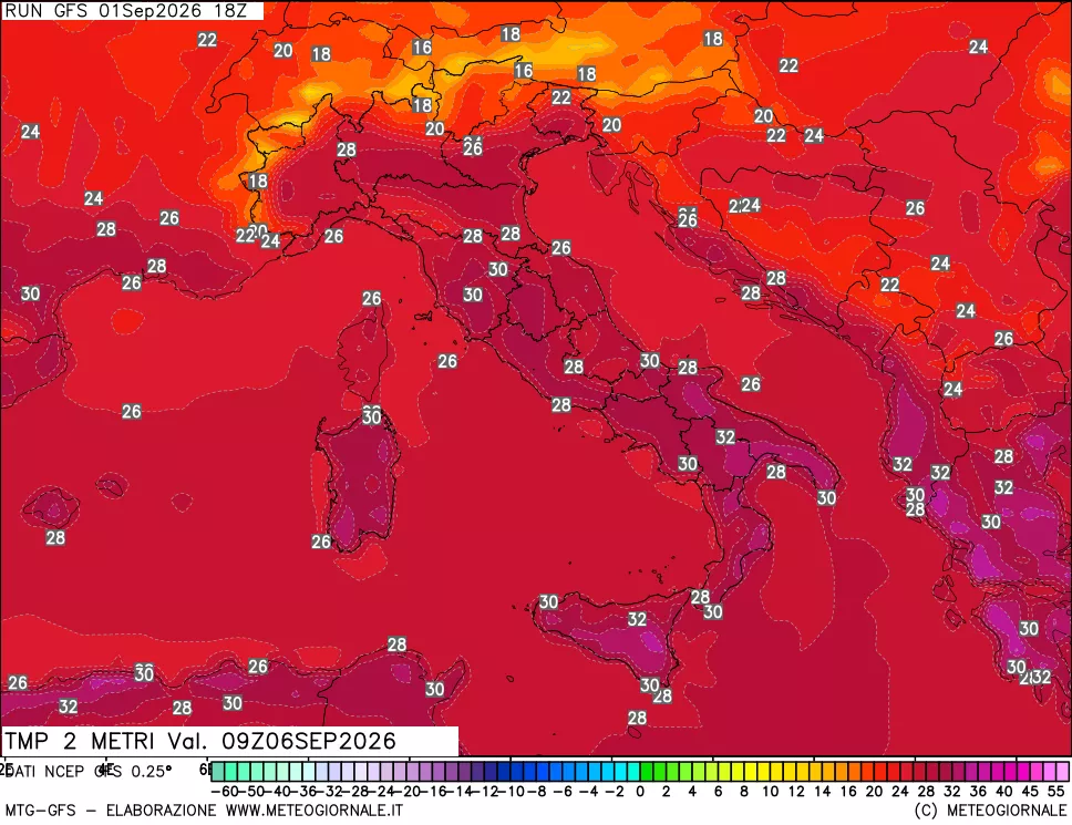 mappa Temp 2 metri