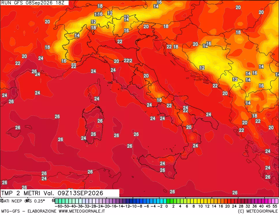 mappa Temp 2 metri