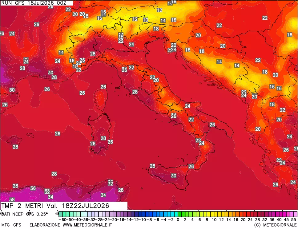 mappa Temp 2 metri