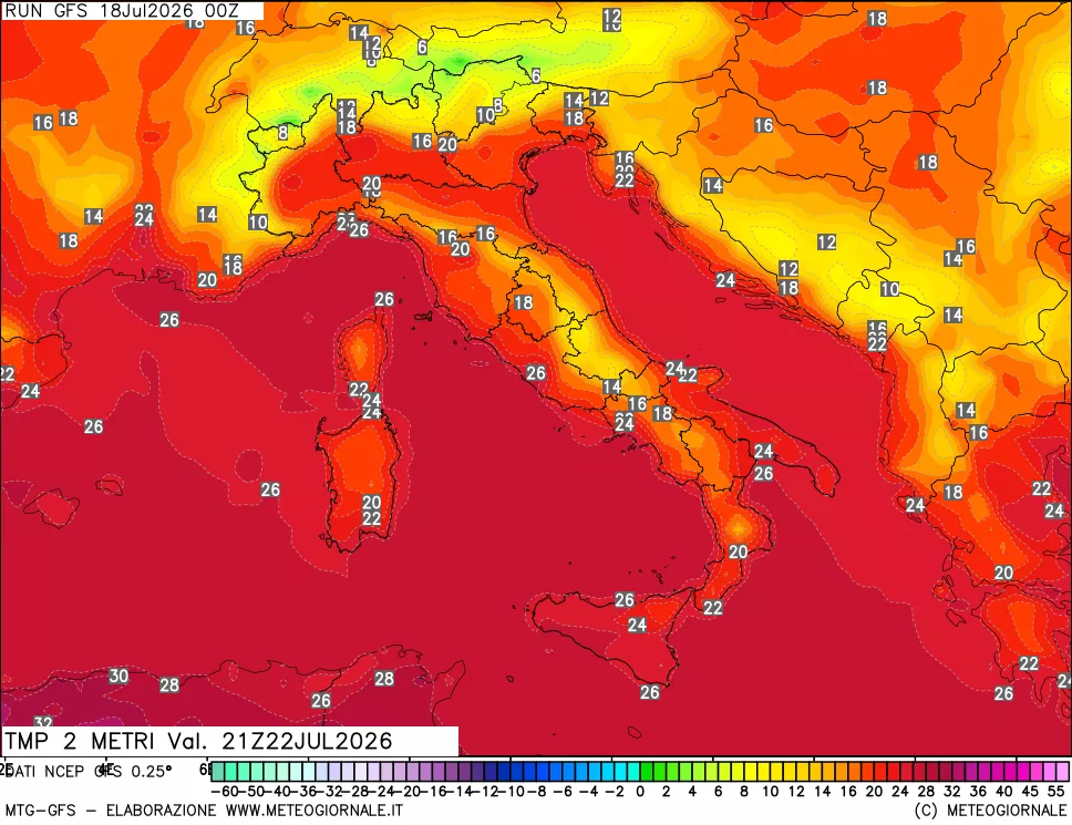 mappa Temp 2 metri