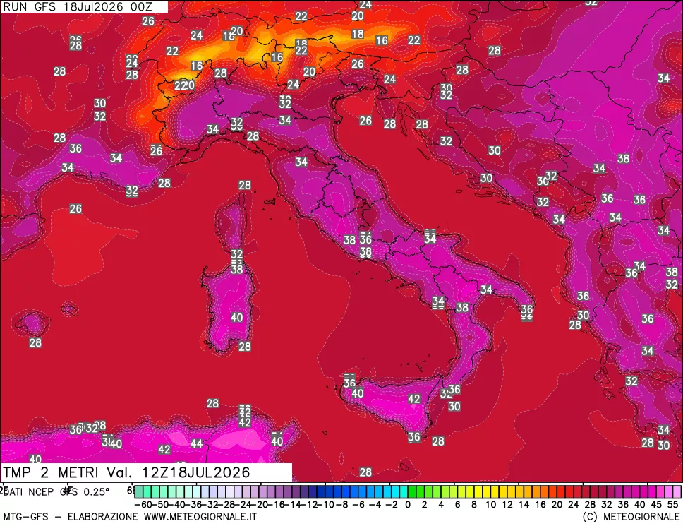 mappa Temp 2 metri