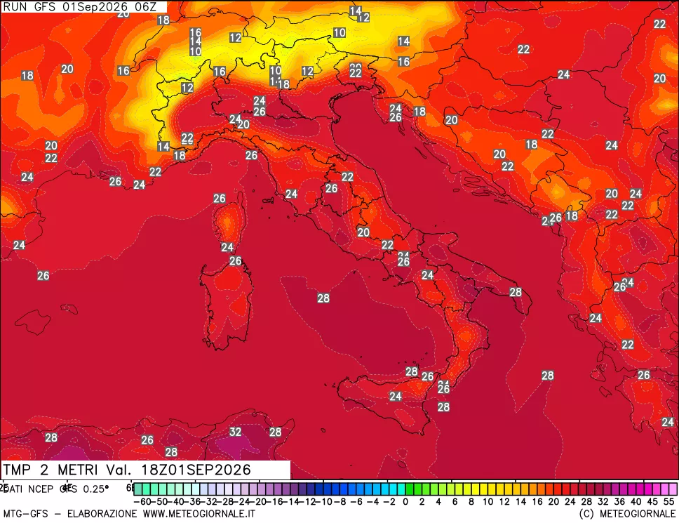 mappa Temp 2 metri