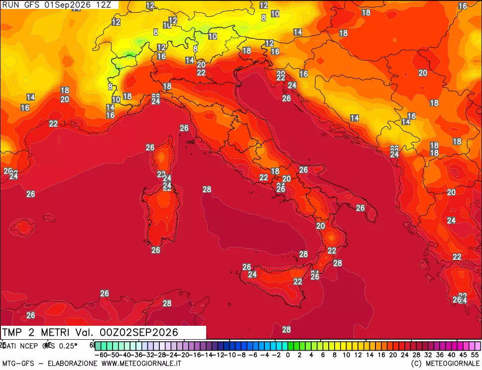 mappa Temp 2 metri