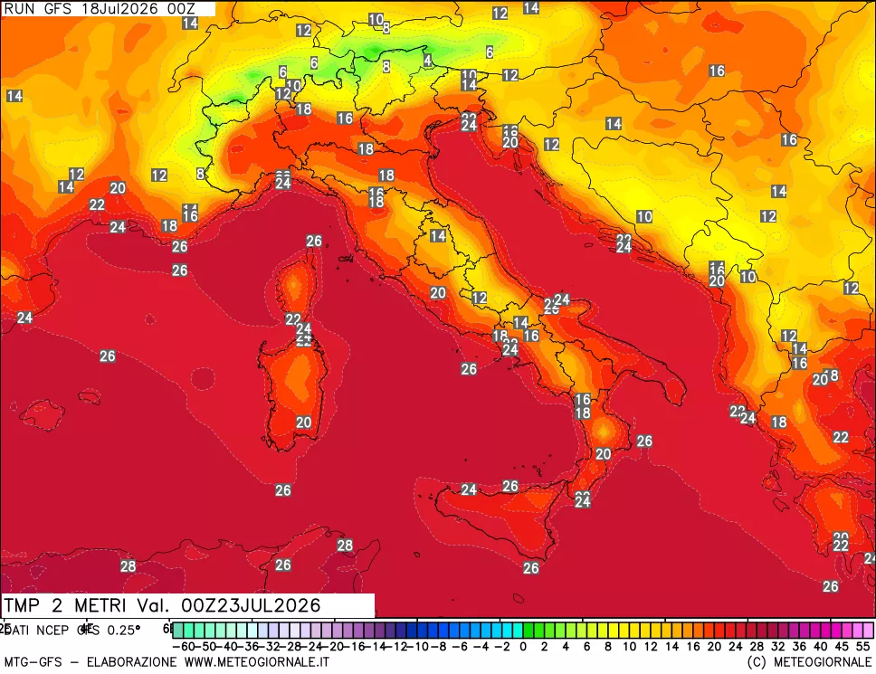 mappa Temp 2 metri