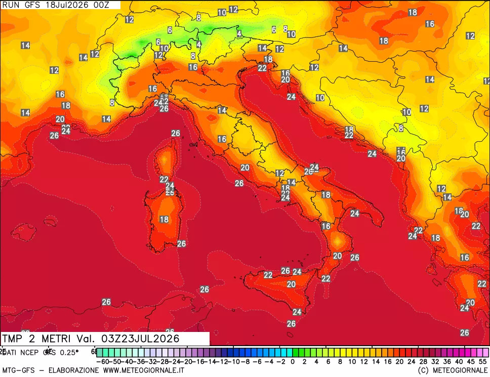 mappa Temp 2 metri