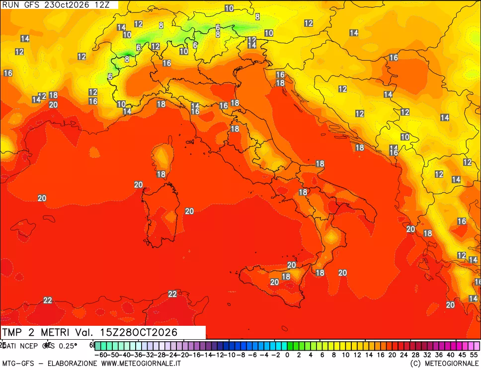 mappa Temp 2 metri