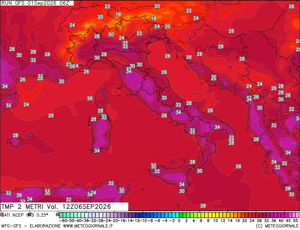 mappa Temp 2 metri