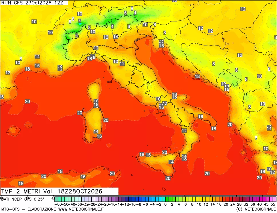 mappa Temp 2 metri