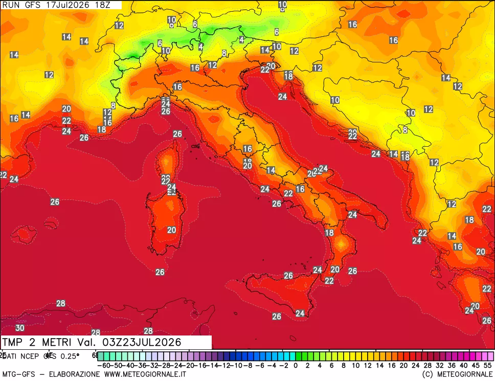 mappa Temp 2 metri