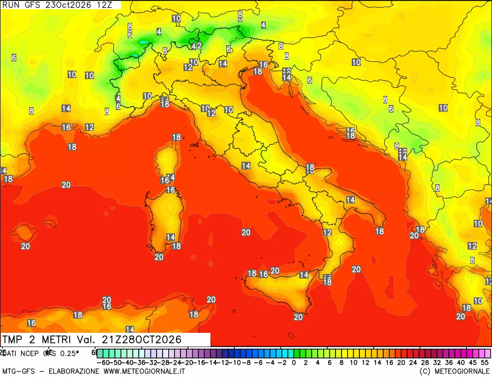 mappa Temp 2 metri