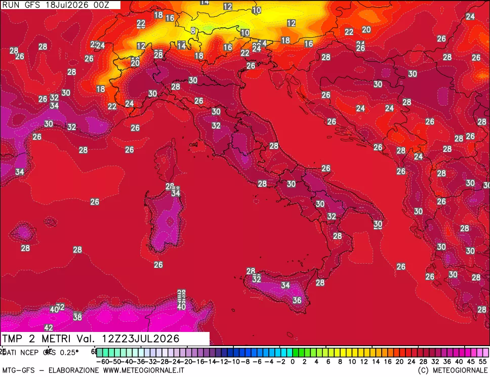 mappa Temp 2 metri