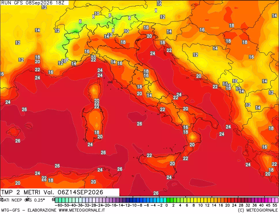 mappa Temp 2 metri