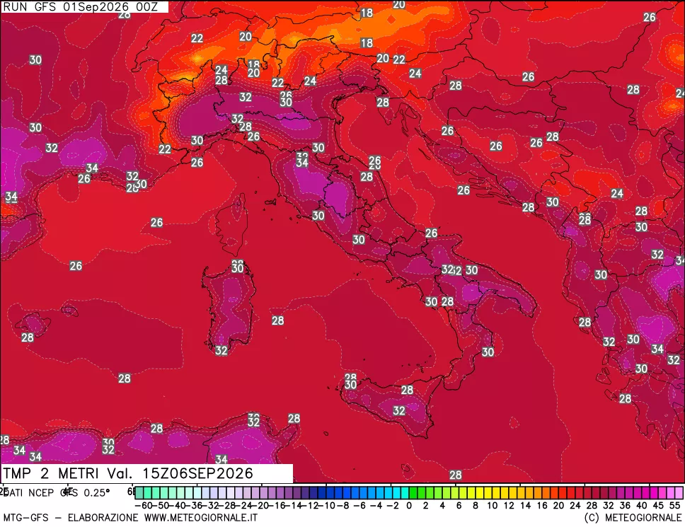 mappa Temp 2 metri
