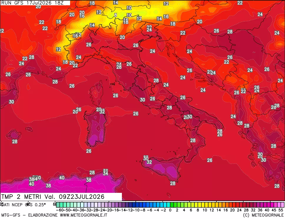 mappa Temp 2 metri