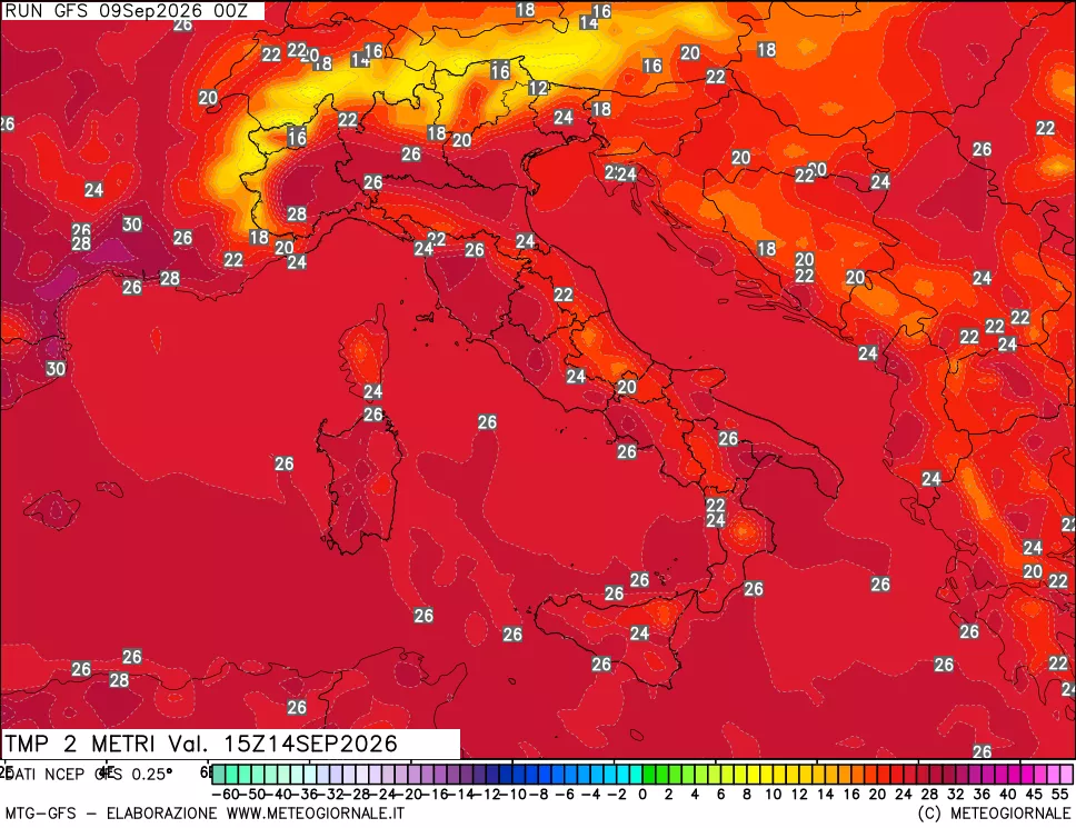 mappa Temp 2 metri