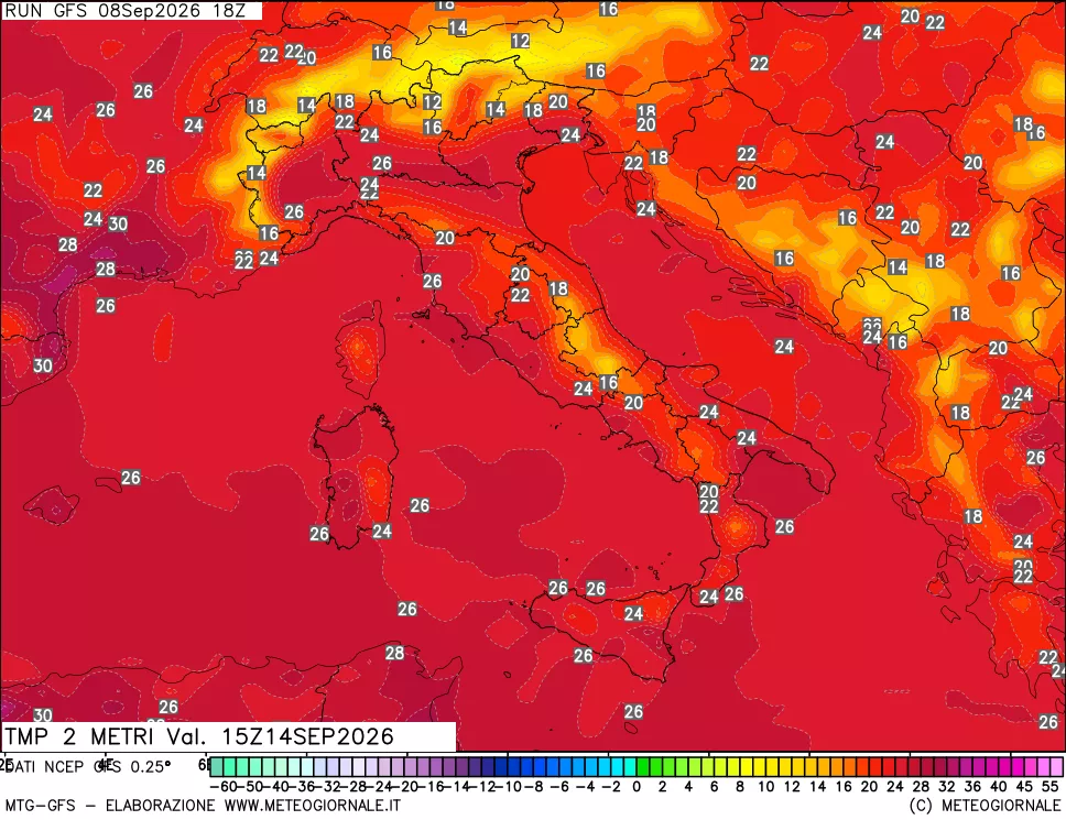 mappa Temp 2 metri
