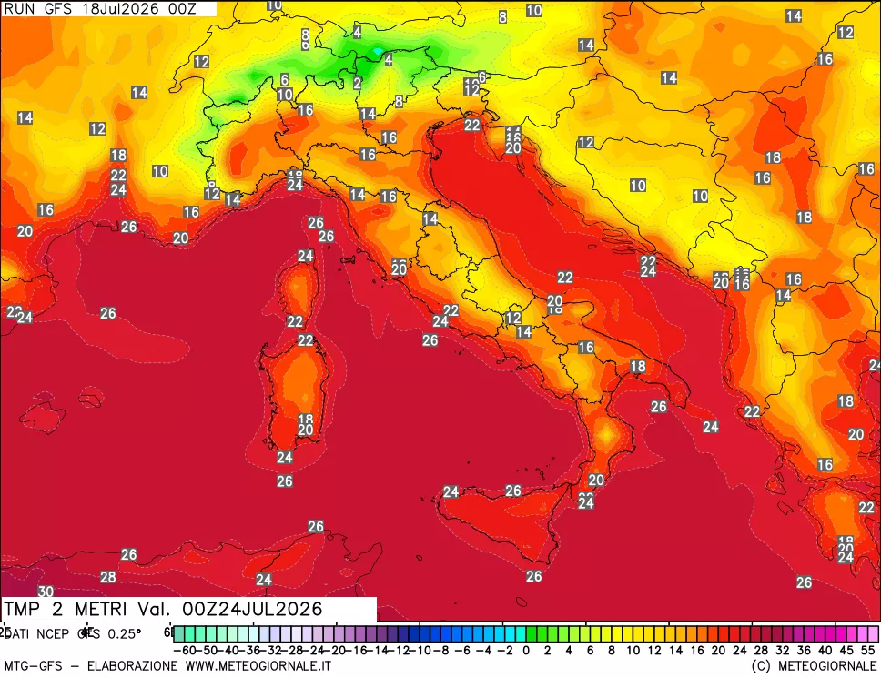 mappa Temp 2 metri