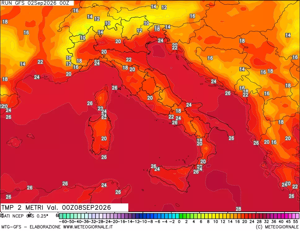 mappa Temp 2 metri
