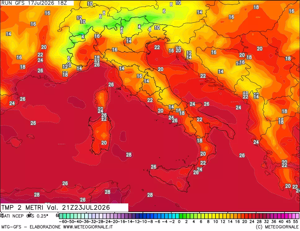 mappa Temp 2 metri