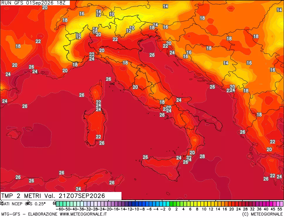 mappa Temp 2 metri