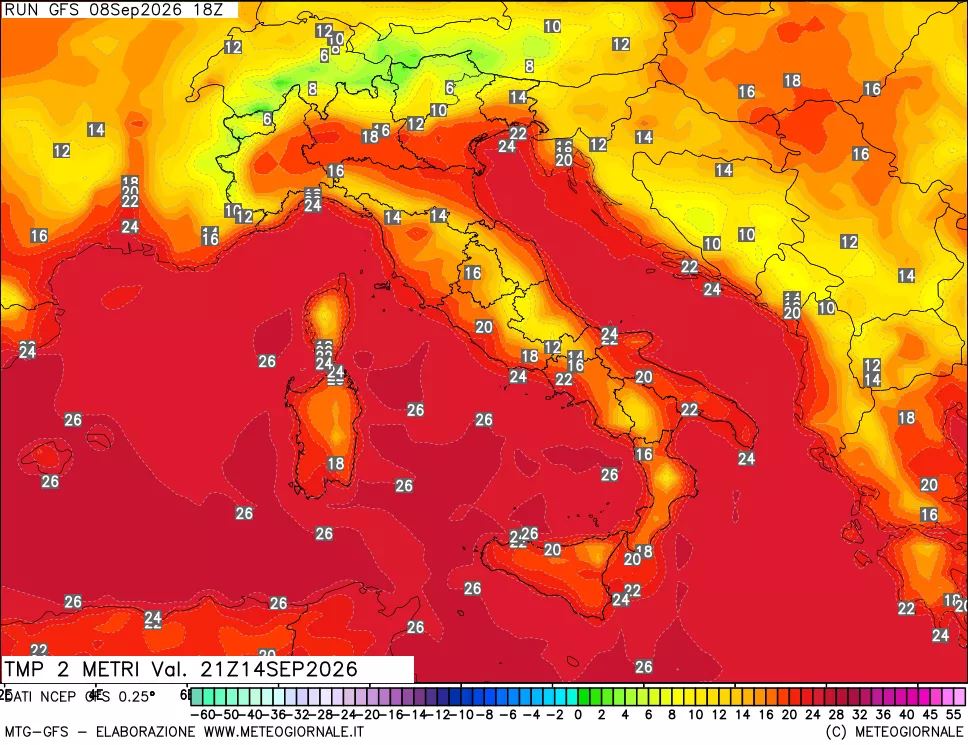 mappa Temp 2 metri