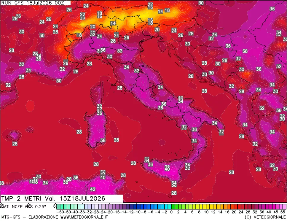 mappa Temp 2 metri
