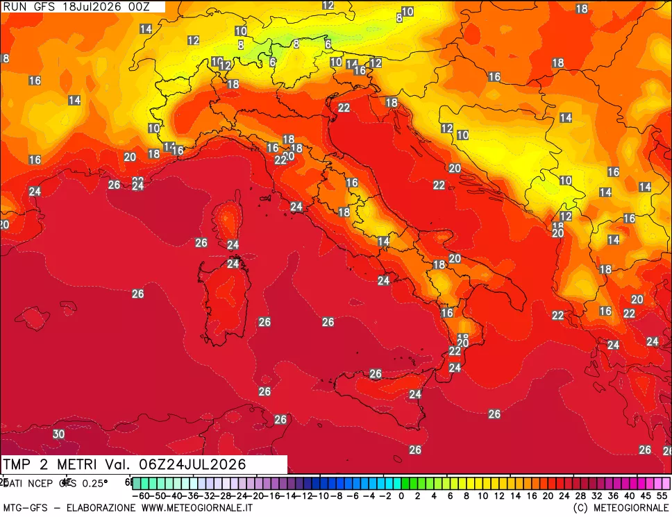 mappa Temp 2 metri